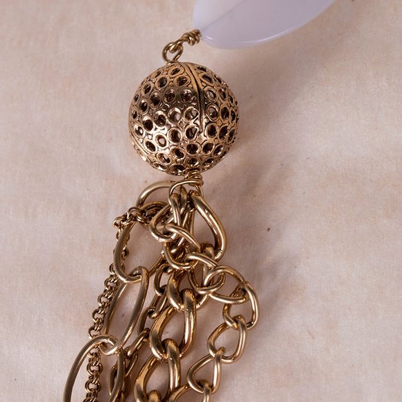 POGGI GOLD & WHITE EVENING NECKLACE | WOMENS - Picture 2 of 3